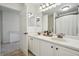 Bright bathroom featuring double sinks and a well-lit vanity at 4520 Maroon Cir, Broomfield, CO 80023