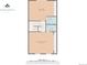 Upstairs floor plan featuring two bedrooms, two baths, and a hallway. Total 1499 Sq Ft at 9512 W Ontario Dr, Littleton, CO 80128
