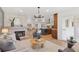 Spacious living room with a fireplace, wood floors, and seamlessly connects to the kitchen and other living spaces at 3775 S Forest Way, Denver, CO 80237