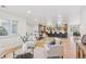 Open living room and kitchen with modern finishes and hardwood floors throughout at 3775 S Forest Way, Denver, CO 80237