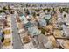 The aerial shot captures a residential area, showcasing various homes with well-manicured lawns and tree-lined streets at 18338 E Powers Pl, Centennial, CO 80015