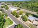 Aerial view of the property surrounded by lush greenery and mature trees at 1810 Youngfield Ct # A, Golden, CO 80401