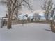 Snowy backyard with basketball hoop and shed at 1120 N Norfolk St, Aurora, CO 80011