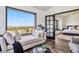 Serene bedroom featuring a telescope, neutral tones, scenic views, and a connected bedroom area at 7388 S Ireland Cir, Centennial, CO 80016