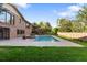 Landscaped backyard with pool and patio perfect for entertaining and relaxing, plus a well-maintained lawn at 92 S Devinney St, Golden, CO 80401