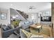 Cozy living room featuring modern furniture, a ceiling fan, and access to other areas at 2305 Quitman St, Denver, CO 80212