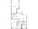 First floorplan showing kitchen, dining, living rooms, garage and bedroom with dimensions at 11093 Nome St, Commerce City, CO 80640