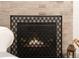 Close-up of the living room fireplace with a decorative screen at 2572 Iola St, Aurora, CO 80010