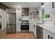 Bright kitchen features stainless steel appliances, white cabinetry, and modern countertops at 116 Monarch St, Louisville, CO 80027