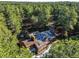 Stunning aerial view of home nestled in a serene forest setting, surrounded by lush greenery and mature trees at 18680 Arrowwood Dr, Monument, CO 80132