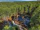 Breathtaking aerial view showcasing a charming home with a dark roof immersed in a dense, beautiful forest landscape at 18680 Arrowwood Dr, Monument, CO 80132