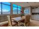Kitchen dining area with mountain views and built-in seating at 1077 Canyon Blvd # 403, Boulder, CO 80302
