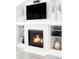 Elegant fireplace with white tile surround, built-in shelving, and space for media components at 6103 S Millbrook Ct, Aurora, CO 80016
