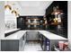 Modern wet bar featuring sleek black tile backsplash, open shelving, and marble countertops at 6103 S Millbrook Ct, Aurora, CO 80016