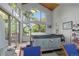 Bright, airy hot tub room with large windows and a view of the trees at 6895 S Norfolk St, Foxfield, CO 80016