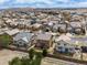 Expansive aerial view of a well-maintained neighborhood with tidy homes and manicured lawns on a sunny day at 17035 E 102Nd Pl, Commerce City, CO 80022