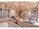 Cozy wood-paneled living room with a fireplace, built-in bookshelves, and comfortable seating at 28 Indian Paintbrush Dr, Golden, CO 80401