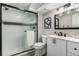Finished basement bathroom features glass shower and modern vanity at 10765 Fremont Dr, Parker, CO 80134