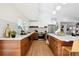 Contemporary kitchen featuring wood cabinets, geometric backsplash, and ample counter space at 14800 Foothill Rd, Golden, CO 80401