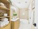 Bright bathroom featuring modern fixtures, a shower-tub combo, and a vanity with storage at 7205 S Gaylord St # G, Centennial, CO 80122