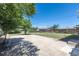 Expansive backyard with concrete patio and grassy area, surrounded by mature trees and a wooden fence at 7111 Clermont St, Commerce City, CO 80022