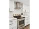 Stainless steel range and white shaker cabinets in a stylish kitchen at 2054 S Xenia Way # 59, Denver, CO 80231