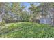 Serene backyard featuring lush green grass, mature trees, and a tranquil outdoor setting at 1388 Kenton, Aurora, CO 80010