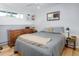 Cozy bedroom with light gray walls, modern wood floors, window and ceiling fan at 2636 Juniper Ave # 39-1, Boulder, CO 80304