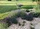 Beautifully landscaped rock garden featuring lovely purple flowers and a charming heron statue at 42926 Vista Rdg, Parker, CO 80138