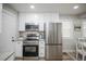 Modern kitchen with stainless steel appliances and sleek white cabinetry at 2696 S Grove St, Denver, CO 80219