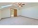 Bedroom with skylight, carpet, and ceiling fan at 2585 E Egbert St, Brighton, CO 80601