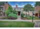 Inviting townhome exterior featuring a brick chimney, well-maintained lawn, and a private patio at 2713 W Long Dr # C, Littleton, CO 80120