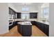 Modern kitchen with a spacious island, dark cabinetry, and stainless steel appliances at 6425 Tremolite Dr, Castle Rock, CO 80108