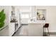 Spacious kitchen features white cabinets, stainless steel appliances, and a breakfast bar for casual dining at 5885 S Huron St, Littleton, CO 80120