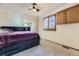 Bedroom featuring window, ceiling fan, and storage at 17076 Foxton Dr, Parker, CO 80134