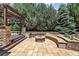 Cozy outdoor patio with built-in seating, a charming fire pit, and landscaped surroundings at 4649 Spinning Wheel Dr, Brighton, CO 80601