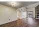 Inviting living room with hardwood floors, a stone fireplace, and a sliding door to a balcony at 218 Wright St # 303, Lakewood, CO 80228