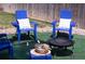 Fire pit seating area with plush cushions, an inviting setting for outdoor relaxation and socializing at 8977 W Toller Ave, Littleton, CO 80128