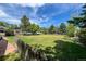 Grassy backyard features wooden fence and lush greenery, perfect for outdoor activities at 2912 Lake Park Way, Longmont, CO 80503