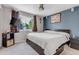 Cozy bedroom with a large window, television, and comfortable carpet exudes warmth and relaxation at 13323 Birch Cir, Thornton, CO 80241