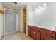Functional bathroom features a shower, vanity with storage, and practical design elements at 30999 Kootney St, Elizabeth, CO 80107