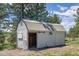 Exterior of a small storage shed with a sliding door and ample storage space at 30999 Kootney St, Elizabeth, CO 80107