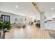 Bright, open living room with hardwood floors, modern furnishings, and a view into the kitchen at 5895 S Huron St, Littleton, CO 80120