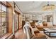 Cozy living room features wood floors, a wet bar, and large windows for natural light at 18 Club Ln, Littleton, CO 80123