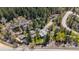 An aerial view shows the property near a flowing creek, offering scenic views at 41 Silver Spruce, Boulder, CO 80302