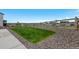 Backyard featuring a grassy area bordered by decorative rocks and wooden fencing, providing a private outdoor space at 1172 Elbridge Cir, Elizabeth, CO 80107