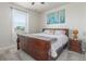 Bedroom featuring a bed with decorative pillows, side tables, and a window at 1933 Griffin Dr, Brighton, CO 80601