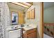 Well-lit bathroom featuring a vanity and modern fixtures, conveniently located near the bedroom at 912 S Paris Ct, Aurora, CO 80012