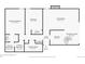 Detailed first floor plan of the home showcasing the primary bedroom, bathroom, living spaces, and kitchen at 6470 S Dayton St # K12, Englewood, CO 80111