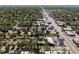 Wide angle aerial view of home location among other neighborhood houses and streets at 1543 Glencoe St, Denver, CO 80220